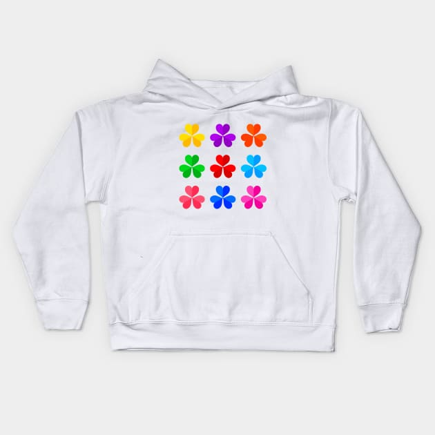 Colorful Three Leaves Clovers Pack Kids Hoodie by alien3287